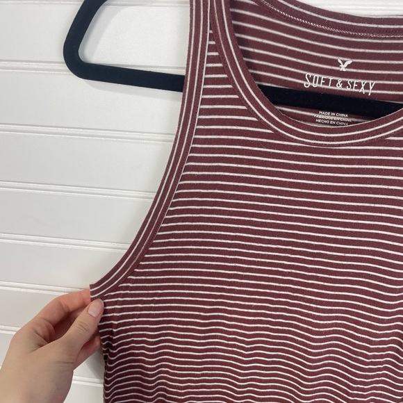 American Eagle Soft and Sexy Burgundy and White Rib Tube Tank Top M Girl Juniors - Picture 6 of 7